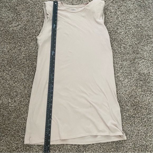 Abercrombie & Fitch Sz Medium Tan/Cream Shirt Dress Sleeveless Shoulder Pad Soft - Picture 10 of 11